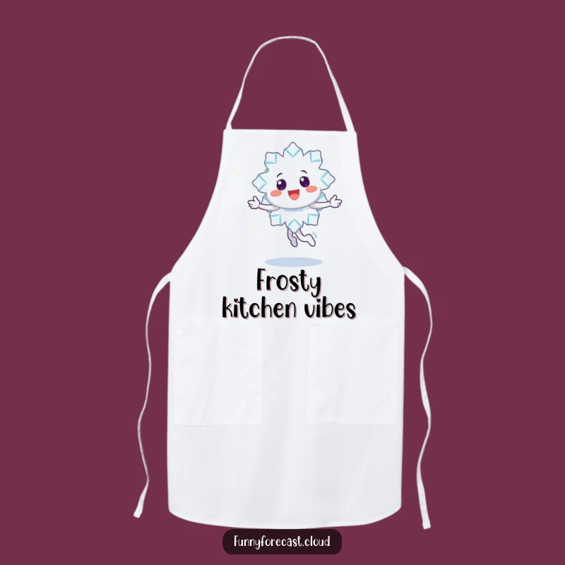 Funny Kitchen Apron: Snowflake Character's Twirl for Sparkly Baking Fun