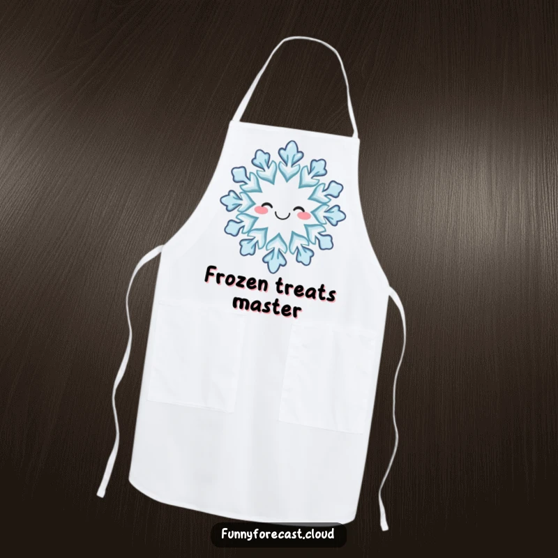 Funny apron: A happy snowflake with a gentle smile, perfect for adding cheer to any cooking adventure.