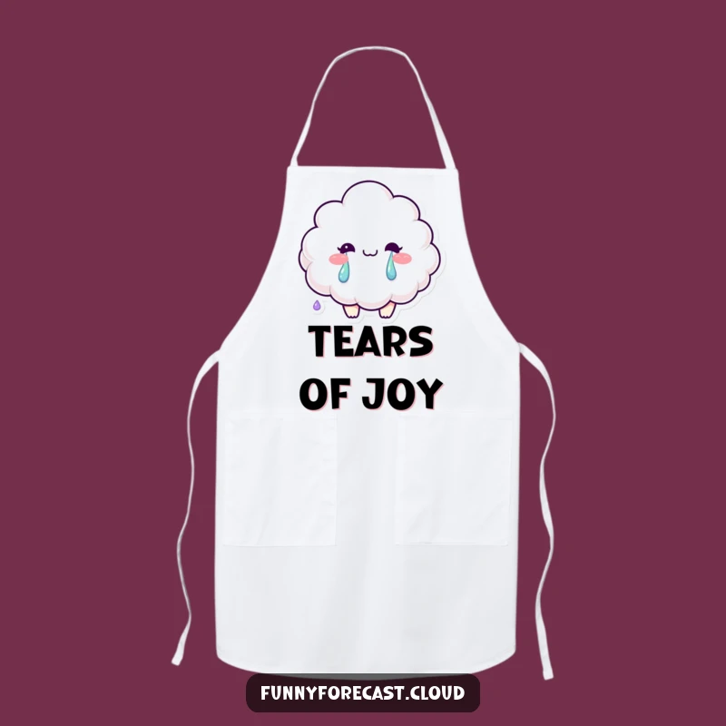 Funny Rainbow Cloud Tears Apron: Cook with Colorful, Happy Tears