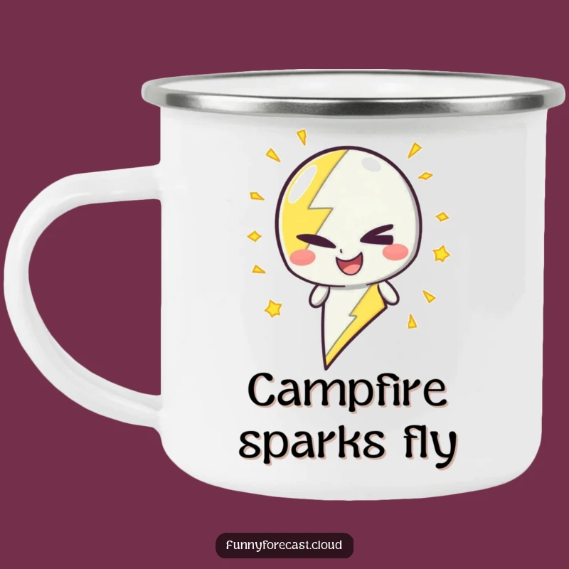 Funny Winking Lightning Enamel Mug - Rugged & Hilarious Outdoor Gift
