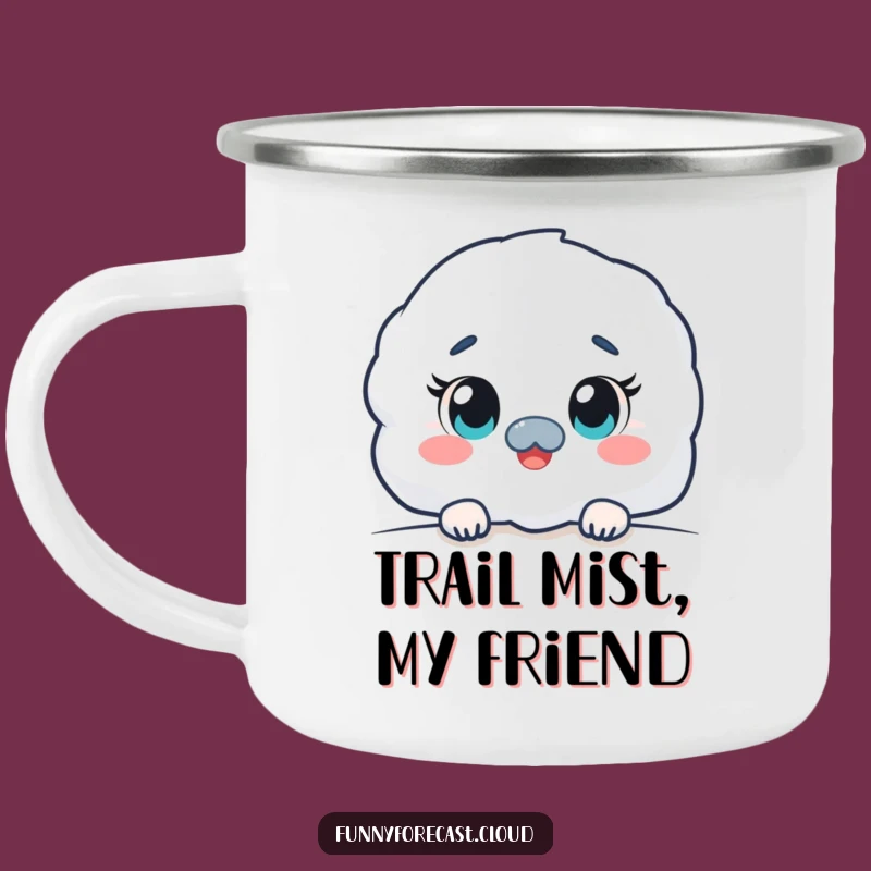Funny Kawaii Fog Camping Mug: Curious Peeking Outdoor Humor