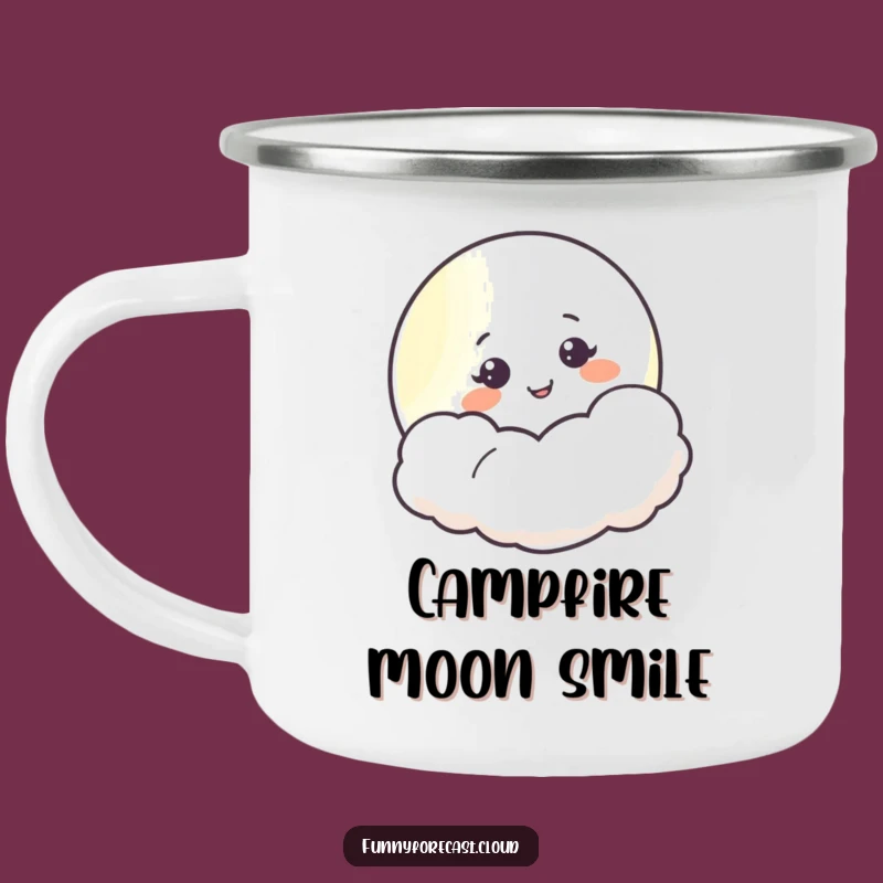 Funny Moon Smiling Camping Mug: Celestial Brews, Adorable Gift