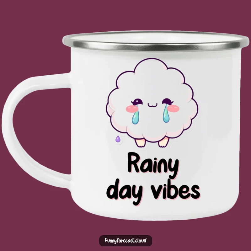 Funny Rainbow Cloud Tears Camping Mug: Sip Adventures with Colorful Joy