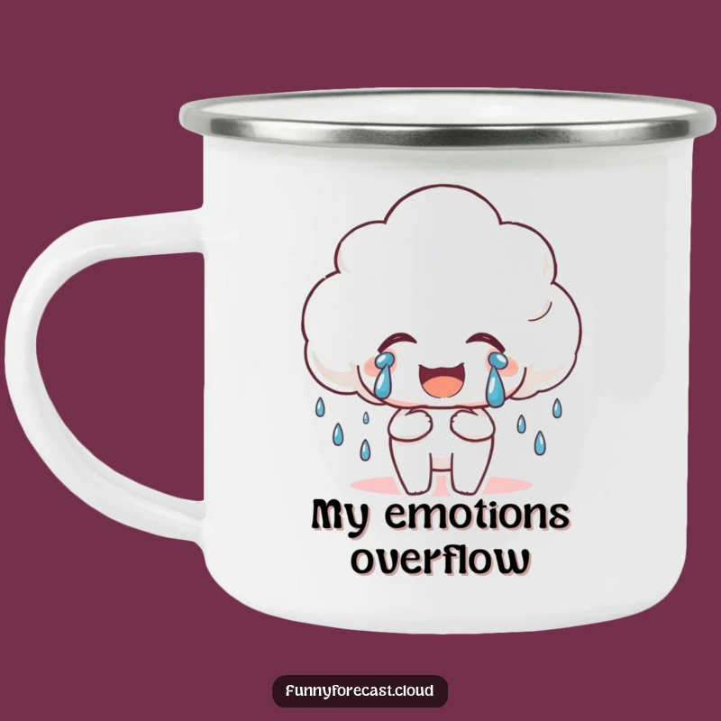 Funny Happy Rain Cloud Camping Mug: Outdoor Joy, Tears of Happiness Funny Gift!