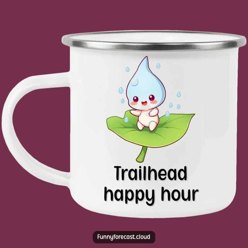 Funny Raindrop Bouncing Leaf Camping Mug: Adventure Fuelled by Cheerful Humor