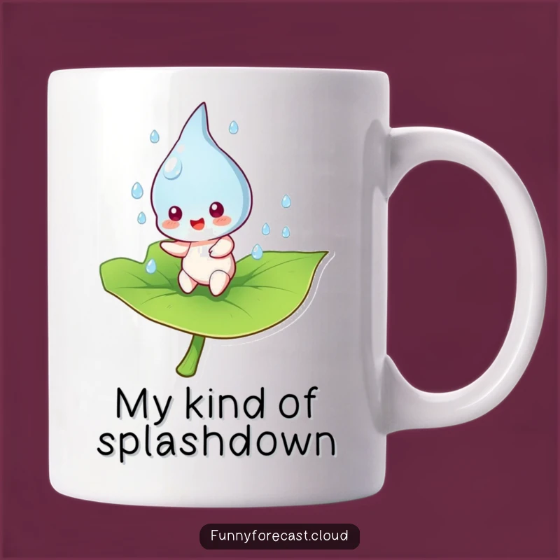 Funny Raindrop Bouncing Leaf Mug: A Cheerful Character Gift for Rainy Day Lovers