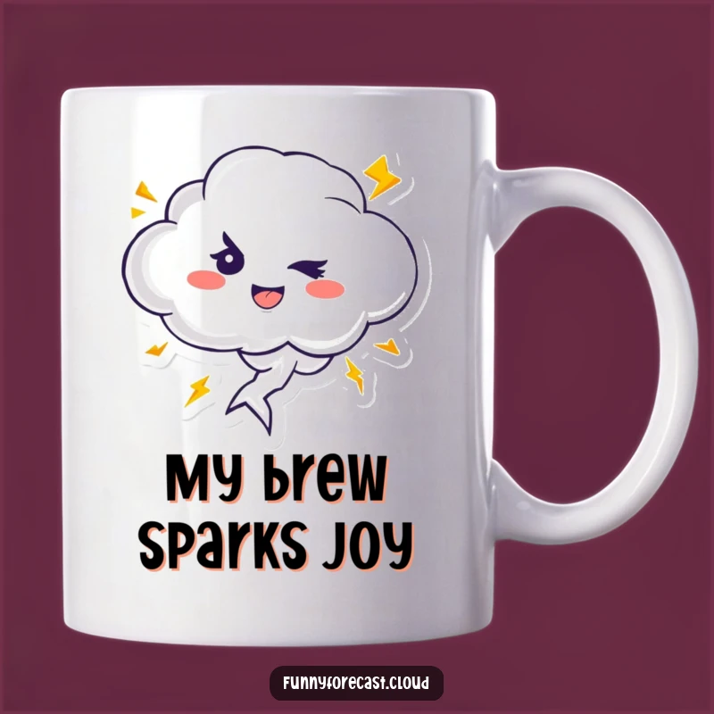 Funny Thundercloud Mug: Mischievous Wink & Lightning Bolts for a Stormy Good Laugh