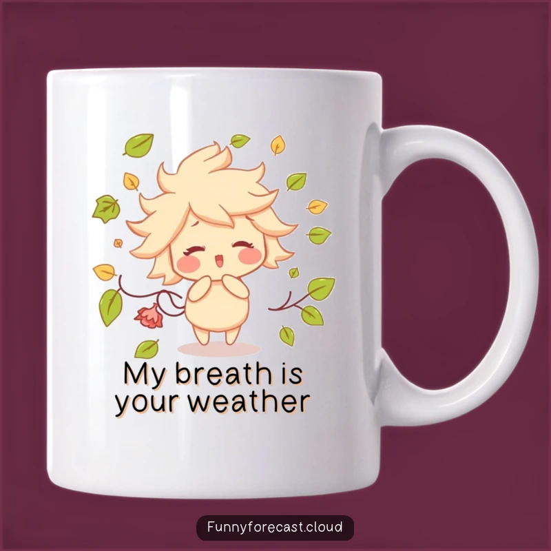 Funny Wind Character Blowing Leaves Mug: A Hilarious Gift for Nature Lovers!