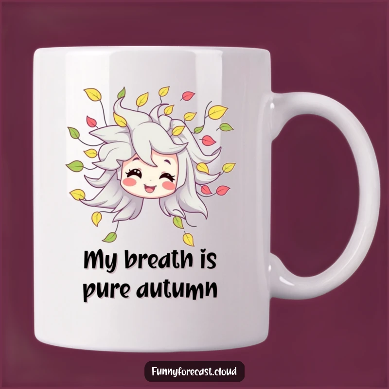 Funny Wind Character Mug: Whimsical Blowing Leaves Design for a Playful Gift