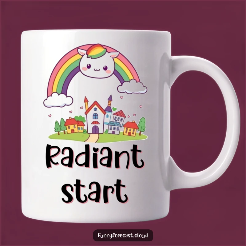 Funny Kawaii Rainbow Town Mug - Cheerful Skies Gift