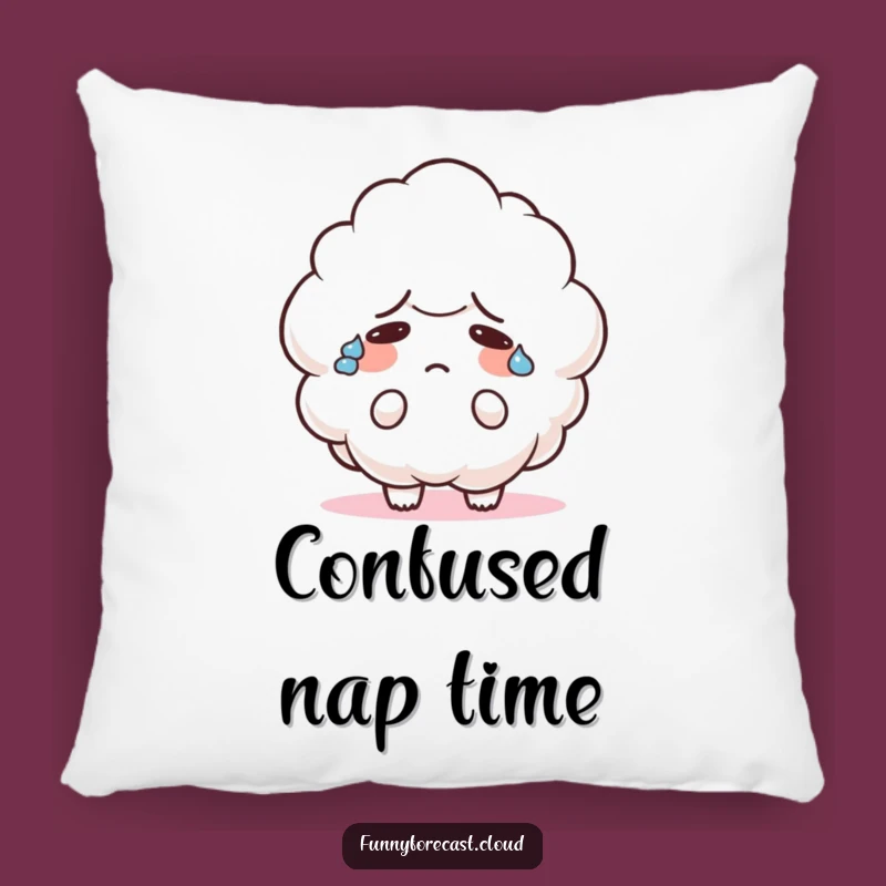 Funny Confused Cloud Pillow: Cuddle Up with Adorable Bewilderment