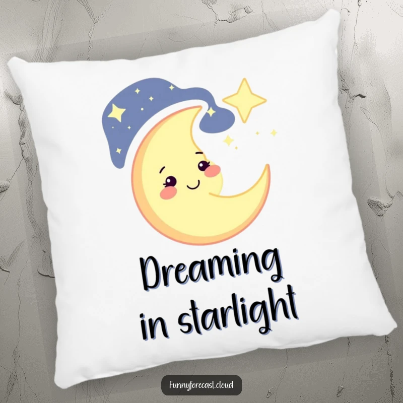 Funny winking crescent moon pillow, soft and plush, ideal for cuddling, bringing celestial cheer and humor to any room, funny gift.