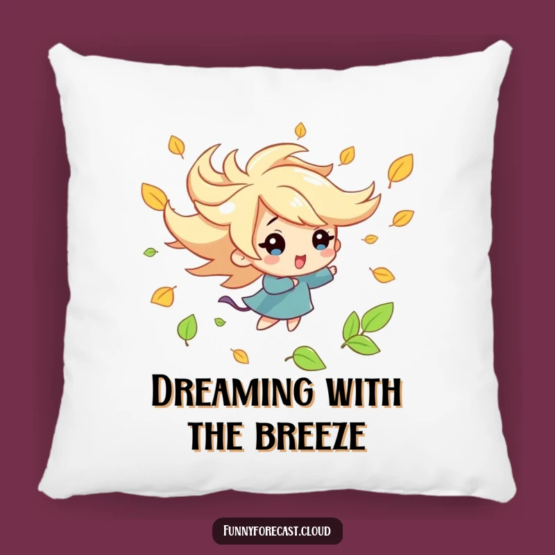 Funny Kawaii Wind Pillow: Playful Leaf Swirl Comfort Humor