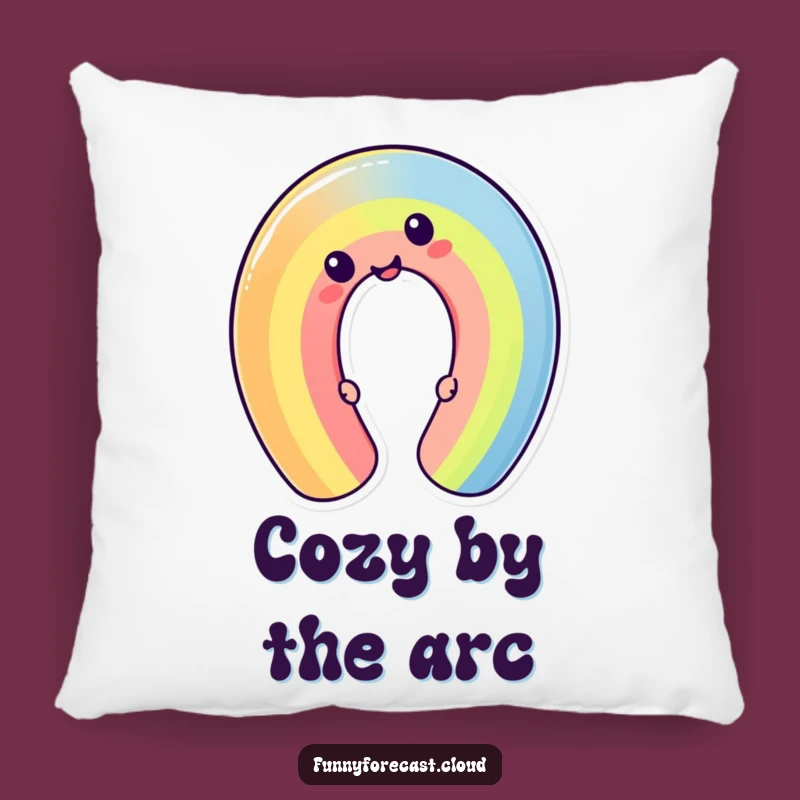 Snuggle up with this plush pillow featuring a silly kawaii rainbow character. Its soft shape and vibrant colors bring cheer and comfort.