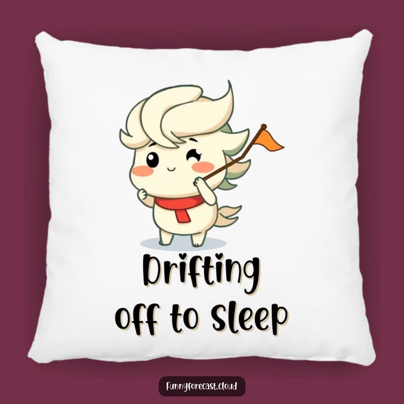 Funny Wind Decorative Pillow: Puffed Cheeks, Merrily Blowing Flag Humor Cushion