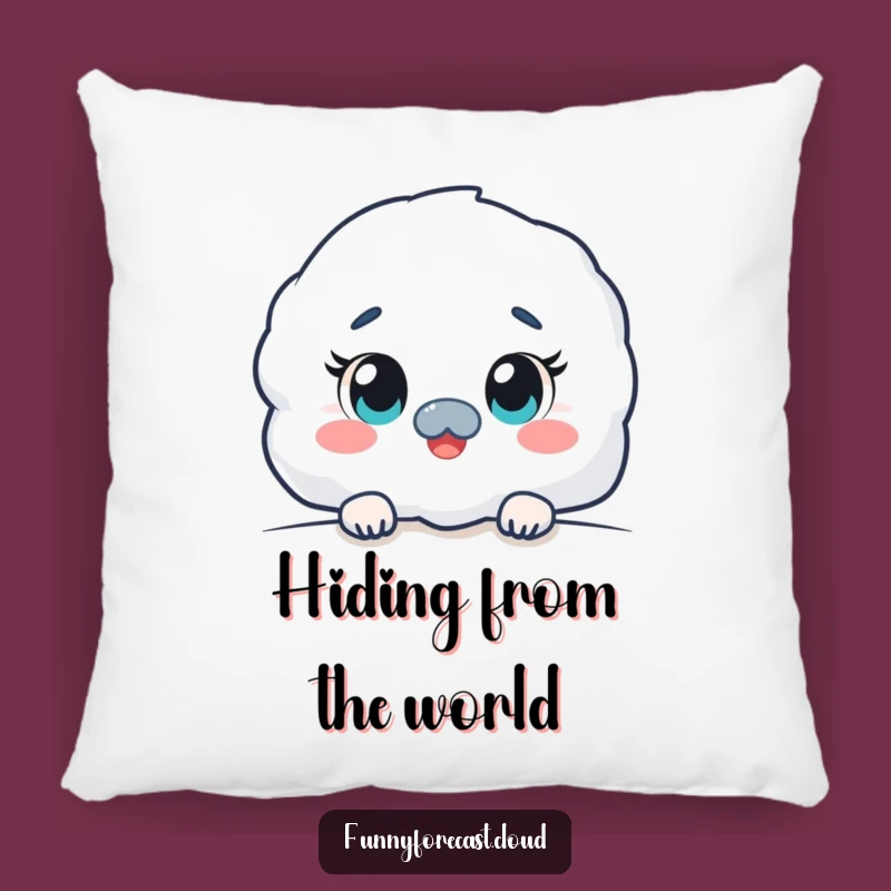 Funny Kawaii Fog Pillow: Curious Peeking Comfort Humor