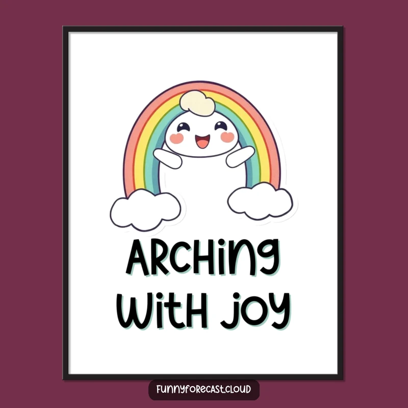 Brighten your digital or physical space instantly with this funny art print. The cheerful rainbow character is a vibrant burst of happiness.