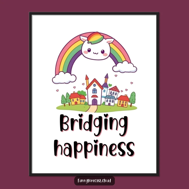 Funny Kawaii Rainbow Town Digital Art - Instant Cheerful Decor Gift