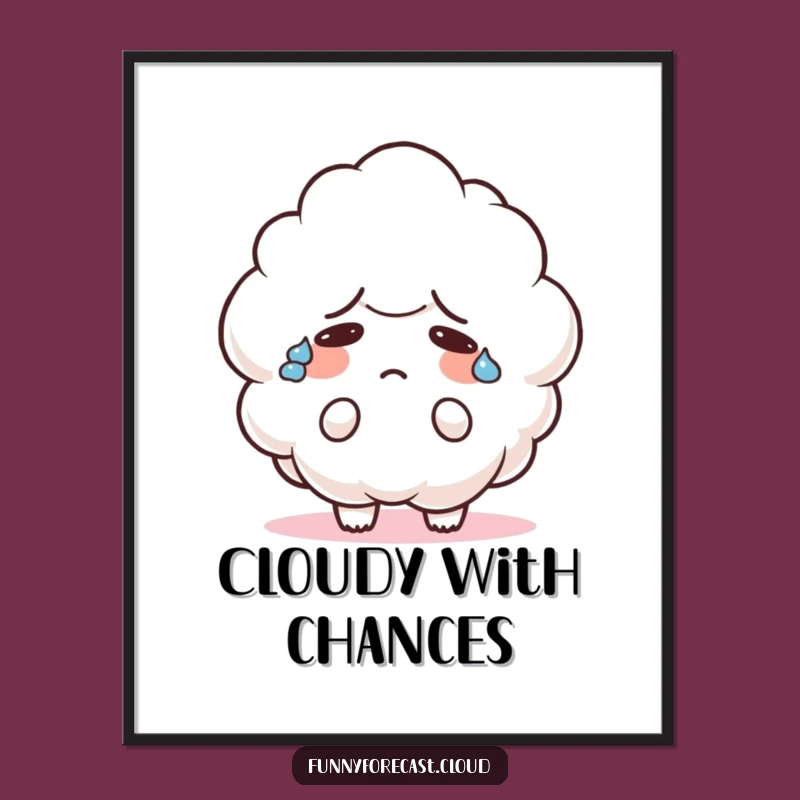 Funny Confused Cloud Digital Art: Bring Adorable Bewilderment Home