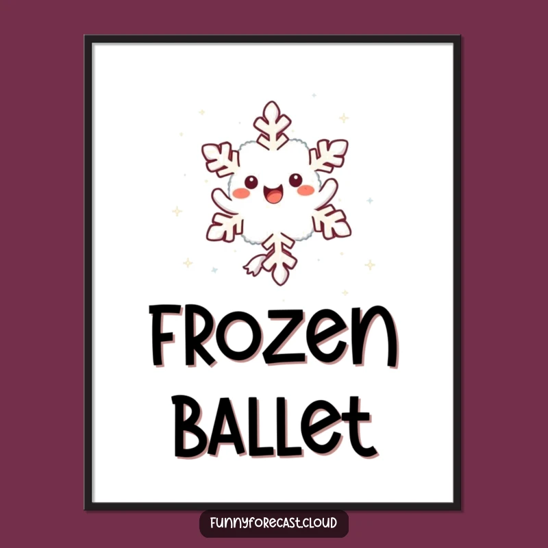 Funny Kawaii Snowflake Art Print - Joyful Twirl Decor Gift