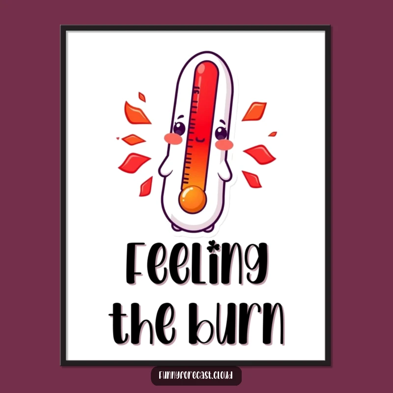 Funny Kawaii Thermometer Digital Art: Blushing Heat Humor Download