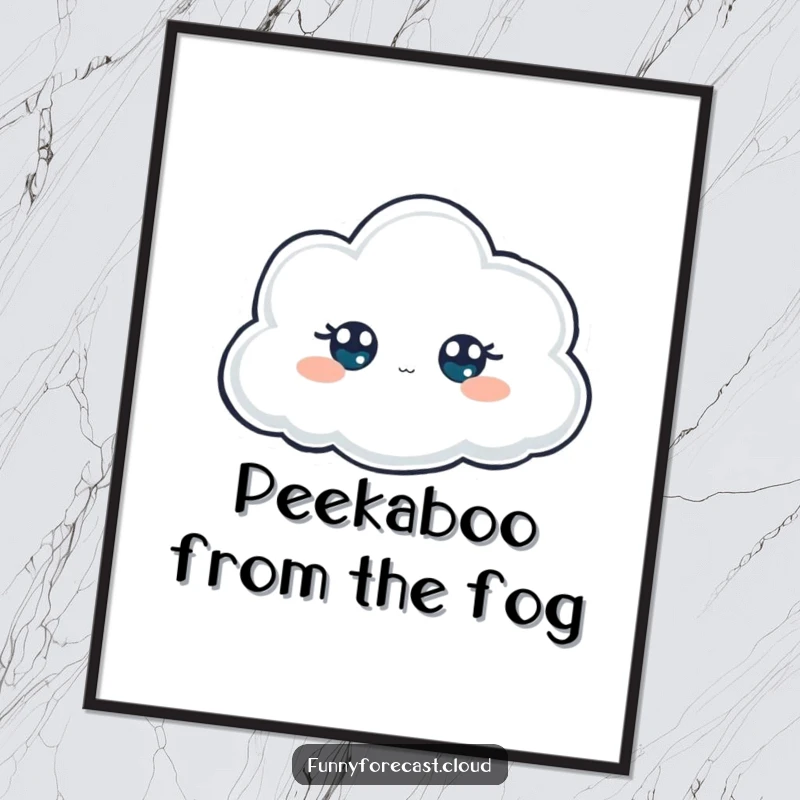 Funny Digital Art: A foggy cloud with only its eyes peeking out, creating a mysteriously charming visual.