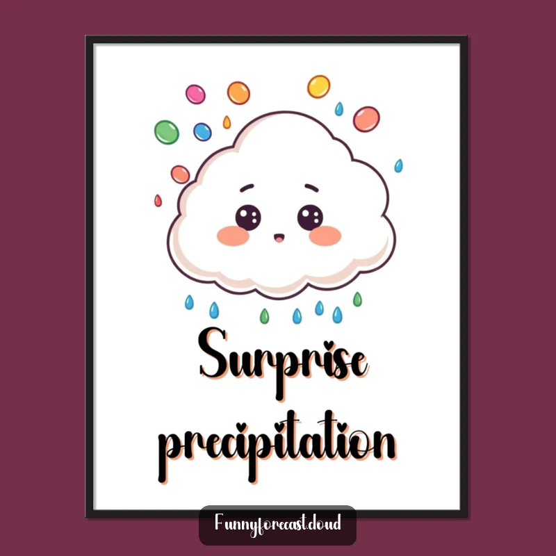 Funny Surprised Cloud Raindrop Juggling Digital Art - Cute Weather Decor Gift!