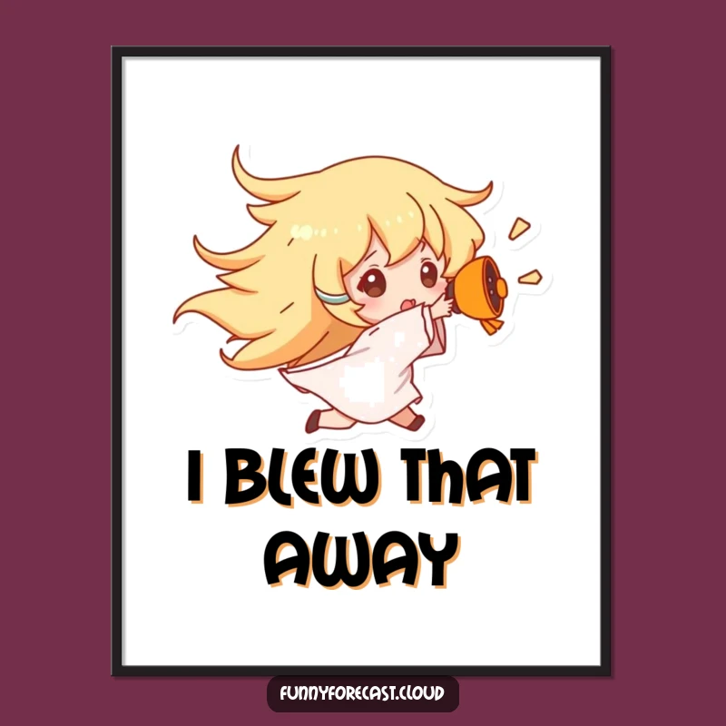 Funny Wind Gust Digital Print: Instant Drama, Comical Art Funny Gift!