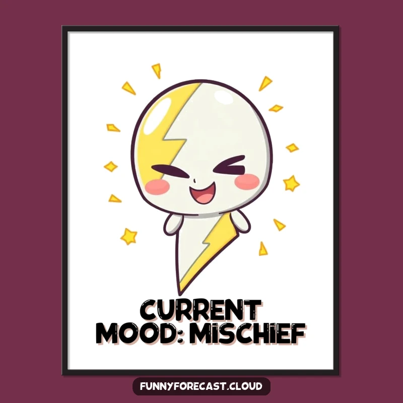 Funny Winking Lightning Digital Art - Instant Hilarious Download & Gift