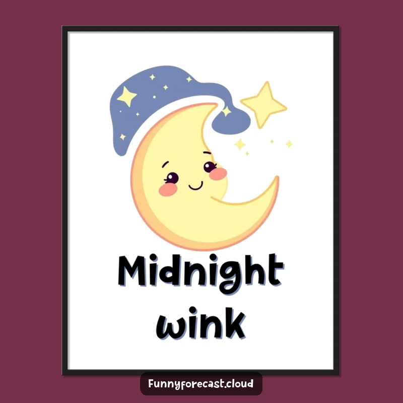 Funny Winking Moon Digital Art: Celestial Charm, Perfect Instant Gift