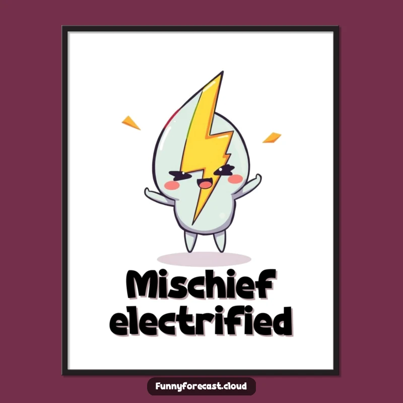 Funny Lightning Bolt Wink Digital Print: Frame a Bolt of Humor