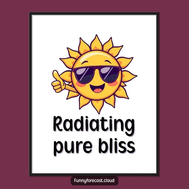 Funny Sun Digital Art Print: Cheerful Character, Instant Humor Wall Decor Gift