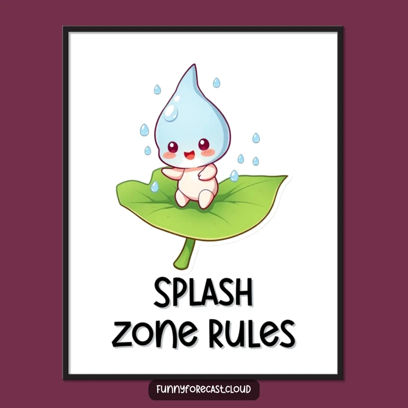 Download and display this instantly cheerful funny raindrop character bouncing on a leaf! Brighten any digital space with pure happiness.