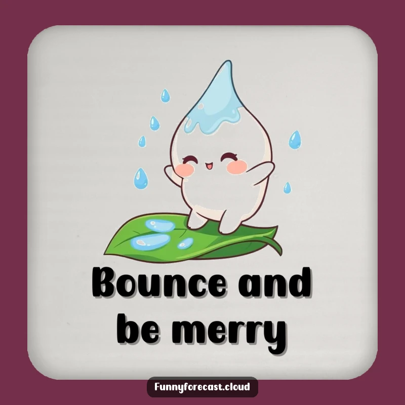 Funny Raindrop Leaf Bouncer Coaster: Protect Surfaces with Cheerful Character Style