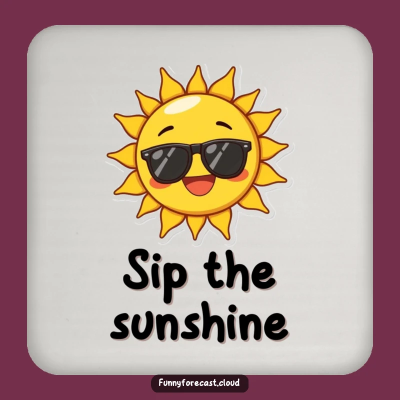 Funny Joyful Sun Coaster: Protect Surfaces with Exaggerated Sunshine
