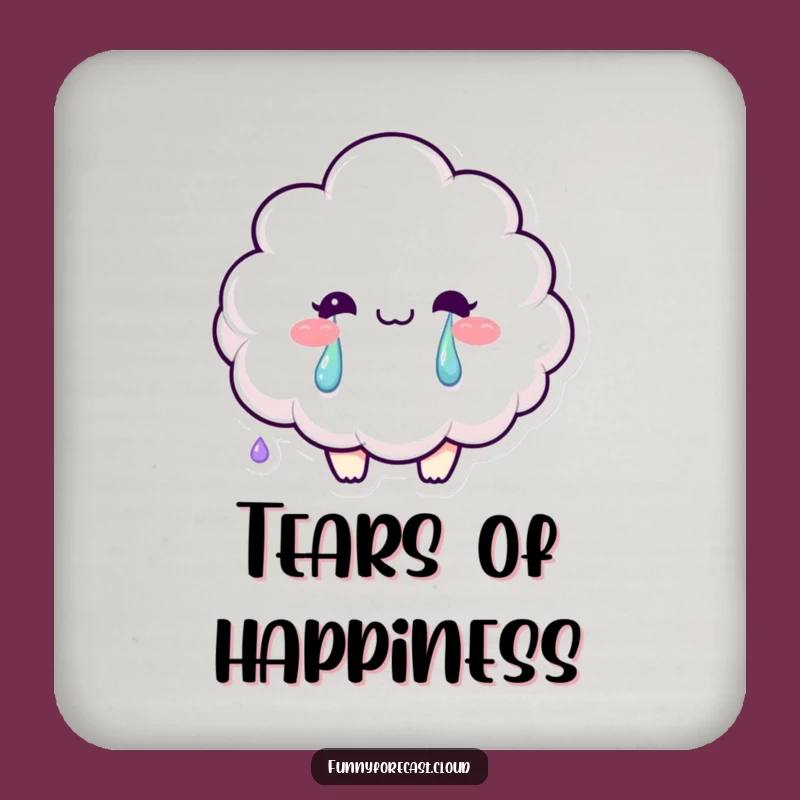 Funny Rainbow Cloud Tears Coaster: Protect Surfaces with Colorful Smiles