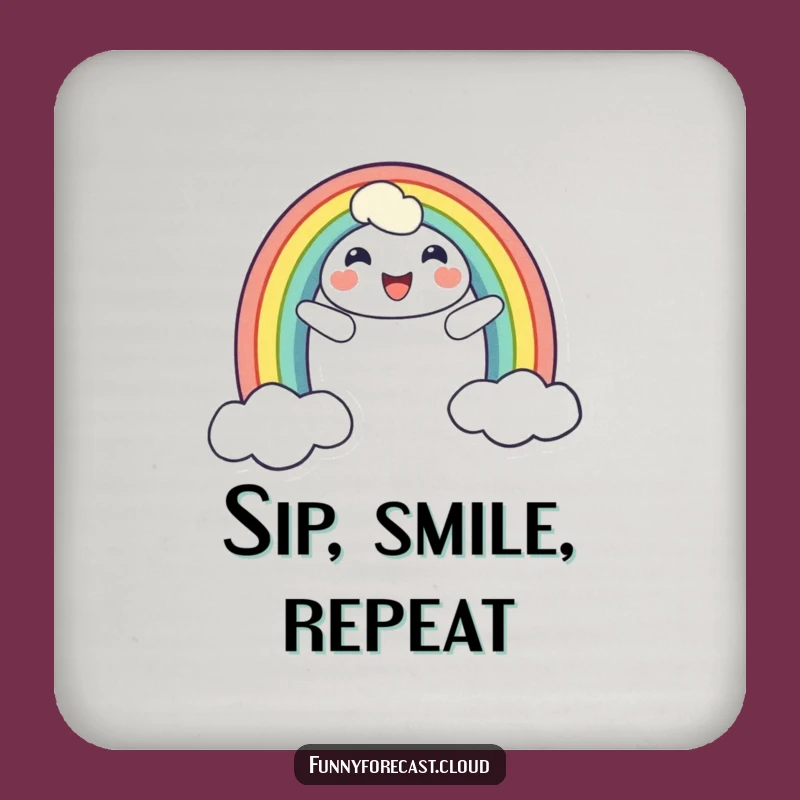 Funny Rainbow Smile Coaster - Protect Surfaces with Colorful Cheer