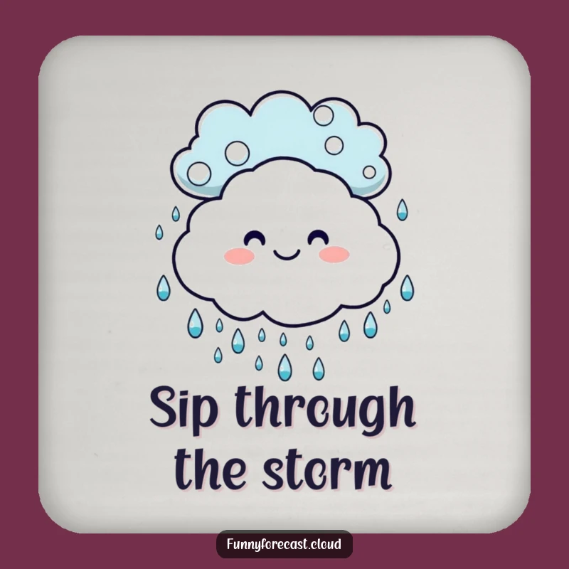 Funny Cloud Raindrops Coaster - Cheerful Surface Protection