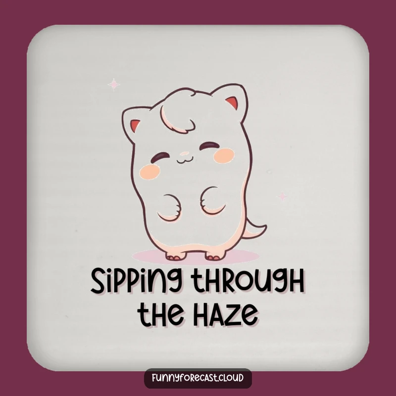 Funny Fog Peeking Coaster: Misty Surface Protection, Playful Gift