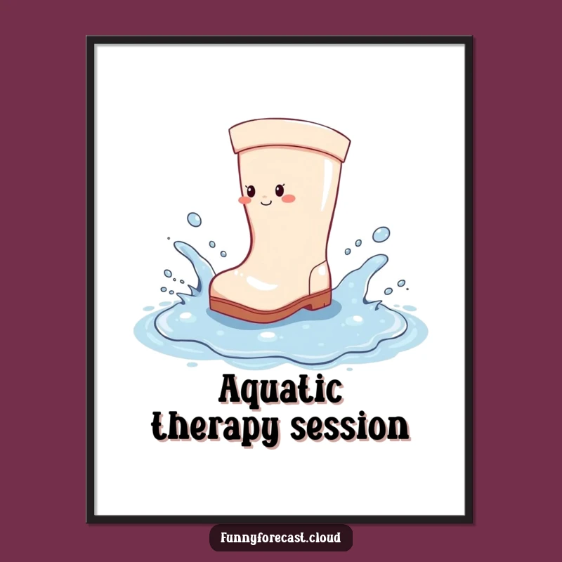 Funny Rain Boot Poster: Cheerful Splash Art, Unique Humorous Gift for Playful Spaces