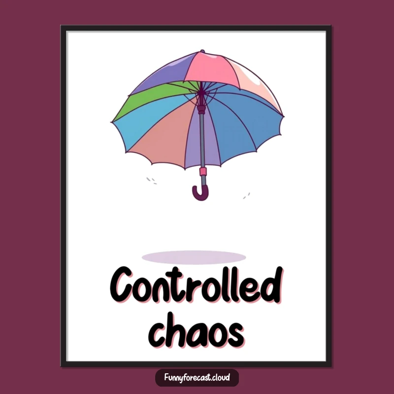 Funny Dancing Umbrella Poster - Comical Wall Art for Humorous Decor