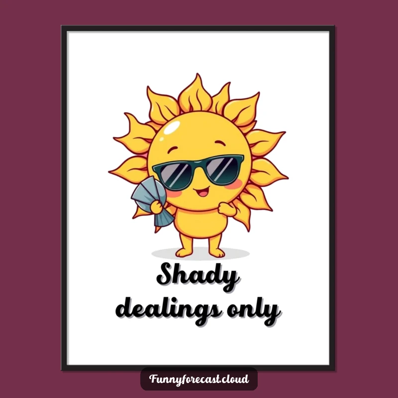 Add a splash of vibrant humor to your walls with this poster of a sun character fanning itself. A guaranteed conversation starter.
