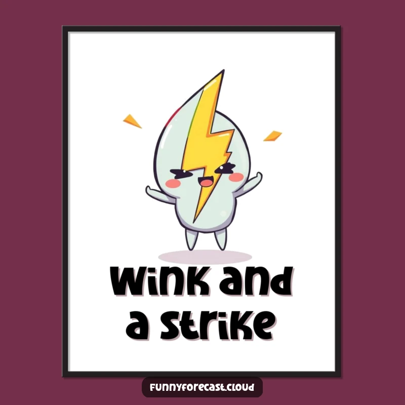 Funny Lightning Bolt Wink Poster: Electrify Your Walls with Art
