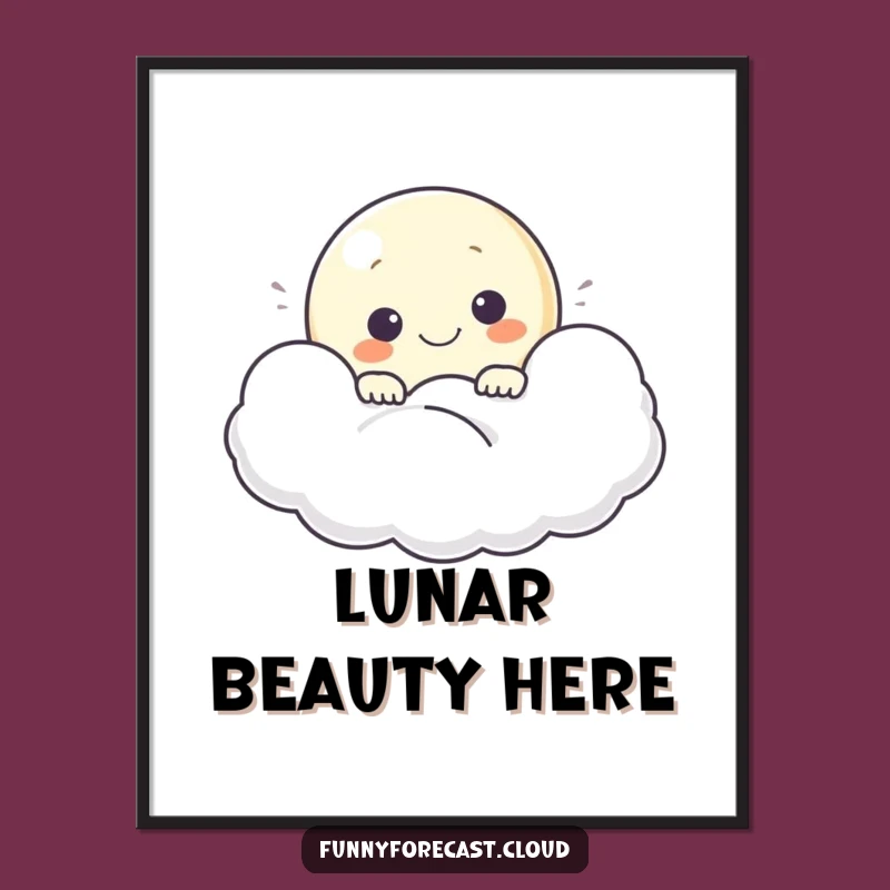 Funny Moon Poster - Celestial Smile Wall Art Gift