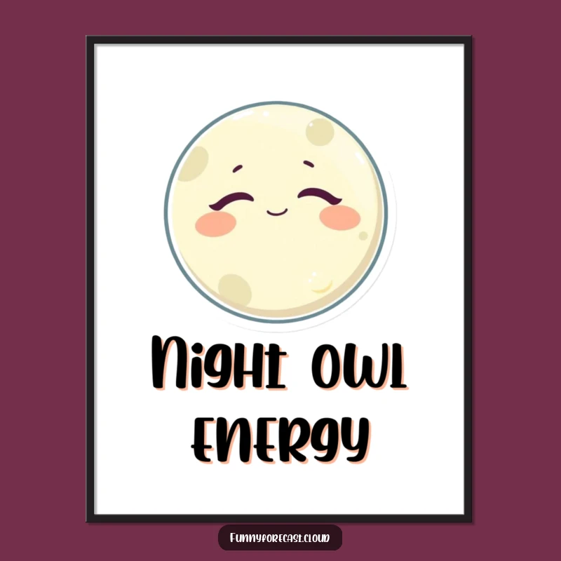 Funny Sleepy Moon Poster: Adorn Your Walls with a Satisfied Celestial Character!