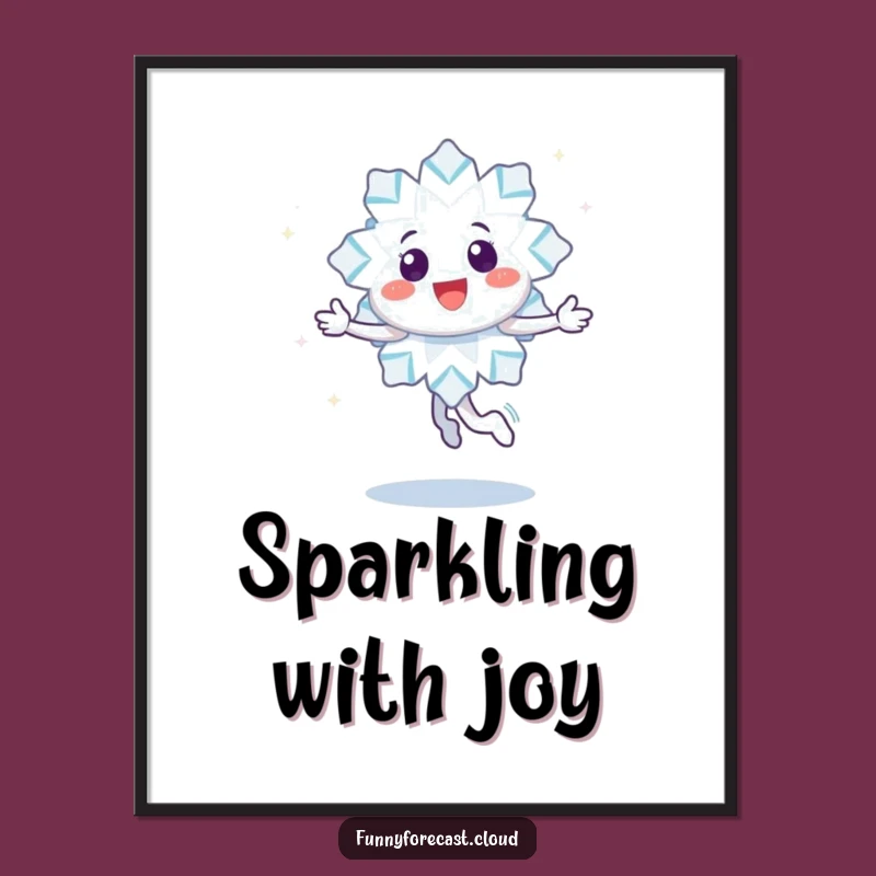 Funny Wall Art Poster: Twirling Snowflake Character's Sparkles for Enchanting Decor