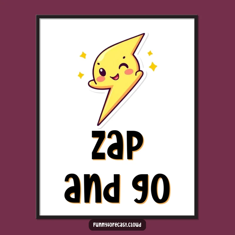 Funny Winking Lightning Bolt Poster - Dynamic Art for Speedy Vibes