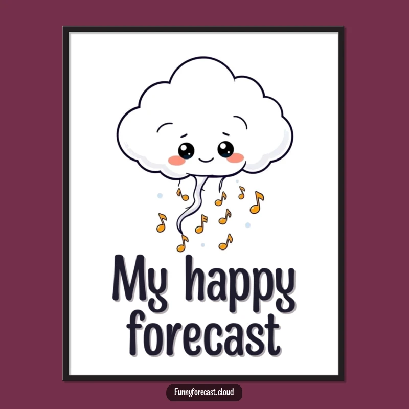 Funny Kawaii Thundercloud Poster: Musical Notes Art Print