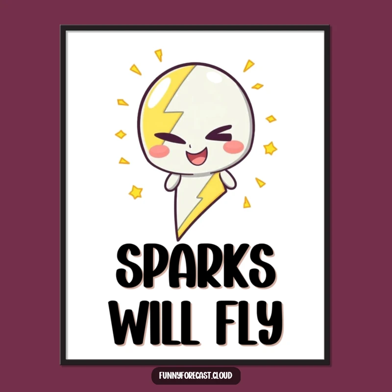 Funny Winking Lightning Art Poster - Hilarious Wall Decor & Gift