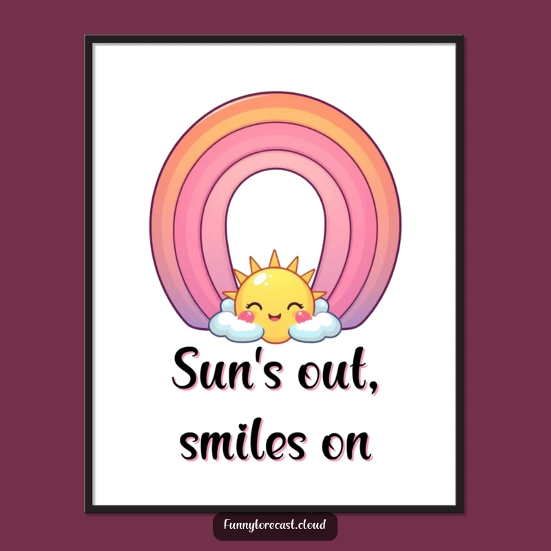 Funny Sun & Rainbow Arch Poster: Brighten Your Walls with this Joyful Art Print